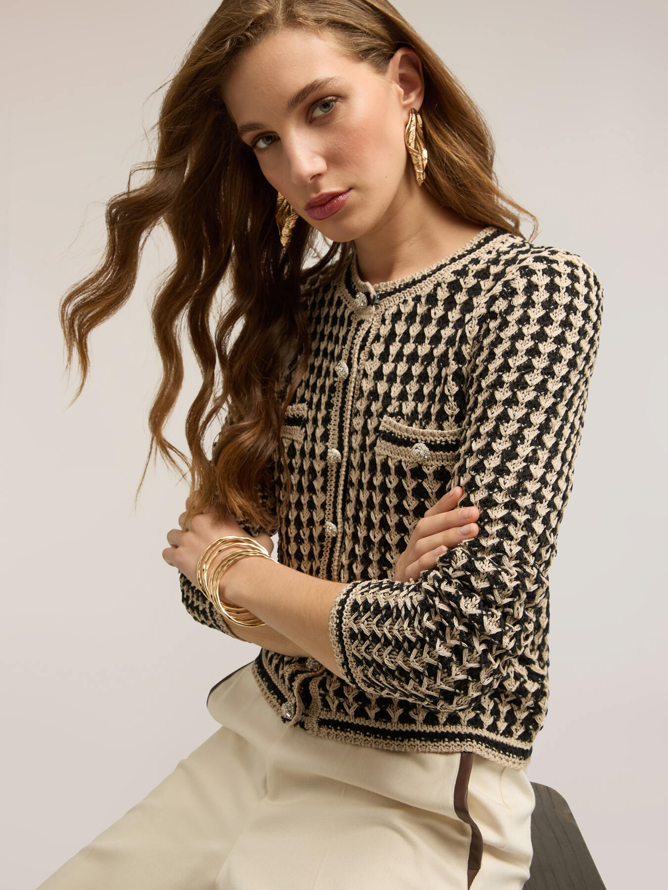 Cardigan in maglia traforata image number 0