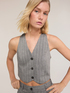 Top gilet gessato in misto lino image number 2
