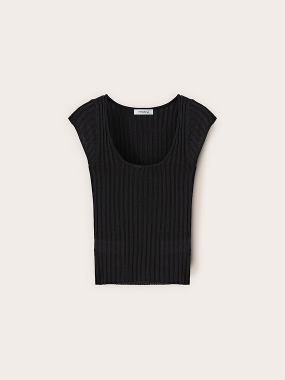Maglia slim in lurex a coste