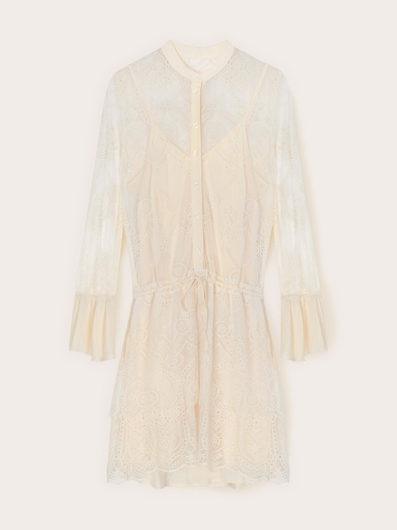 Vestito chemisier in tulle ricamato
