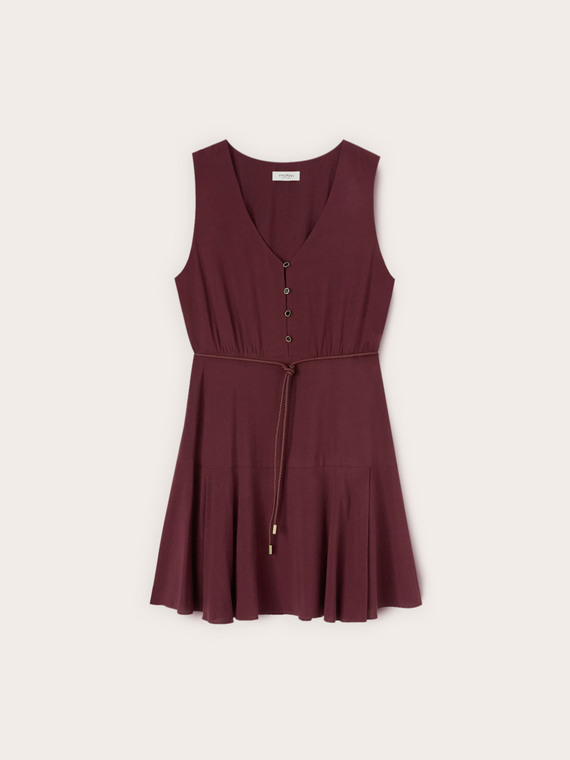 Vestito flare in viscosa con cintura intrecciata
