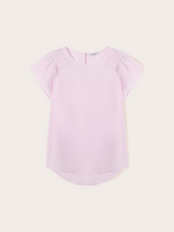 Blusa in cr&ecirc;pe de chine con pieghe