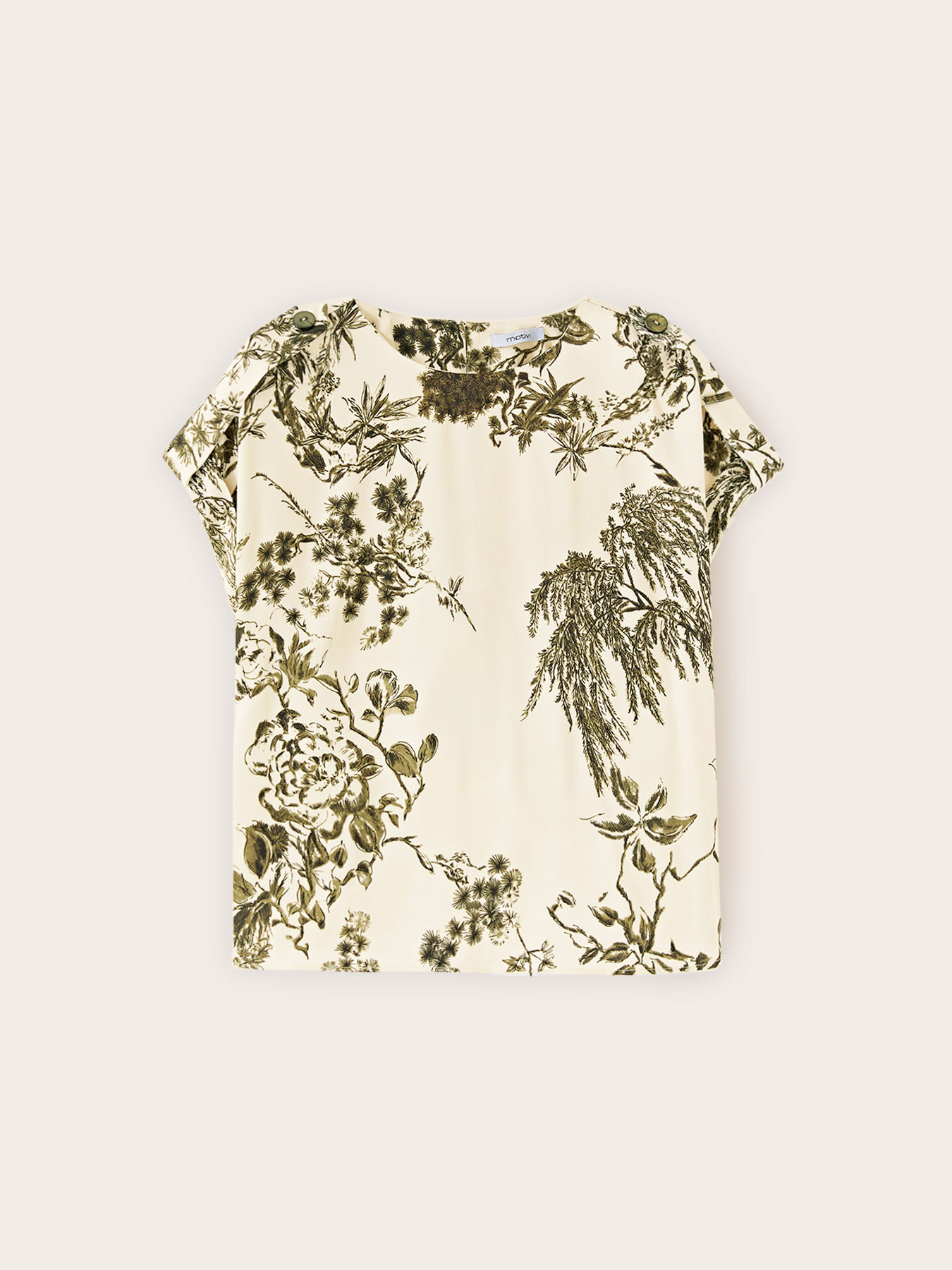 Blusa in raso con stampa botanica image number 4