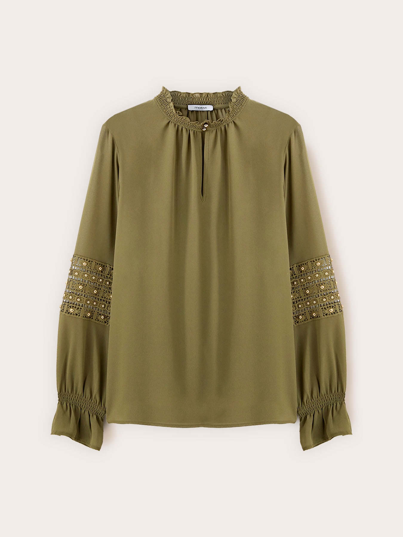 Blusa in georgette con maniche ricamate image number 4