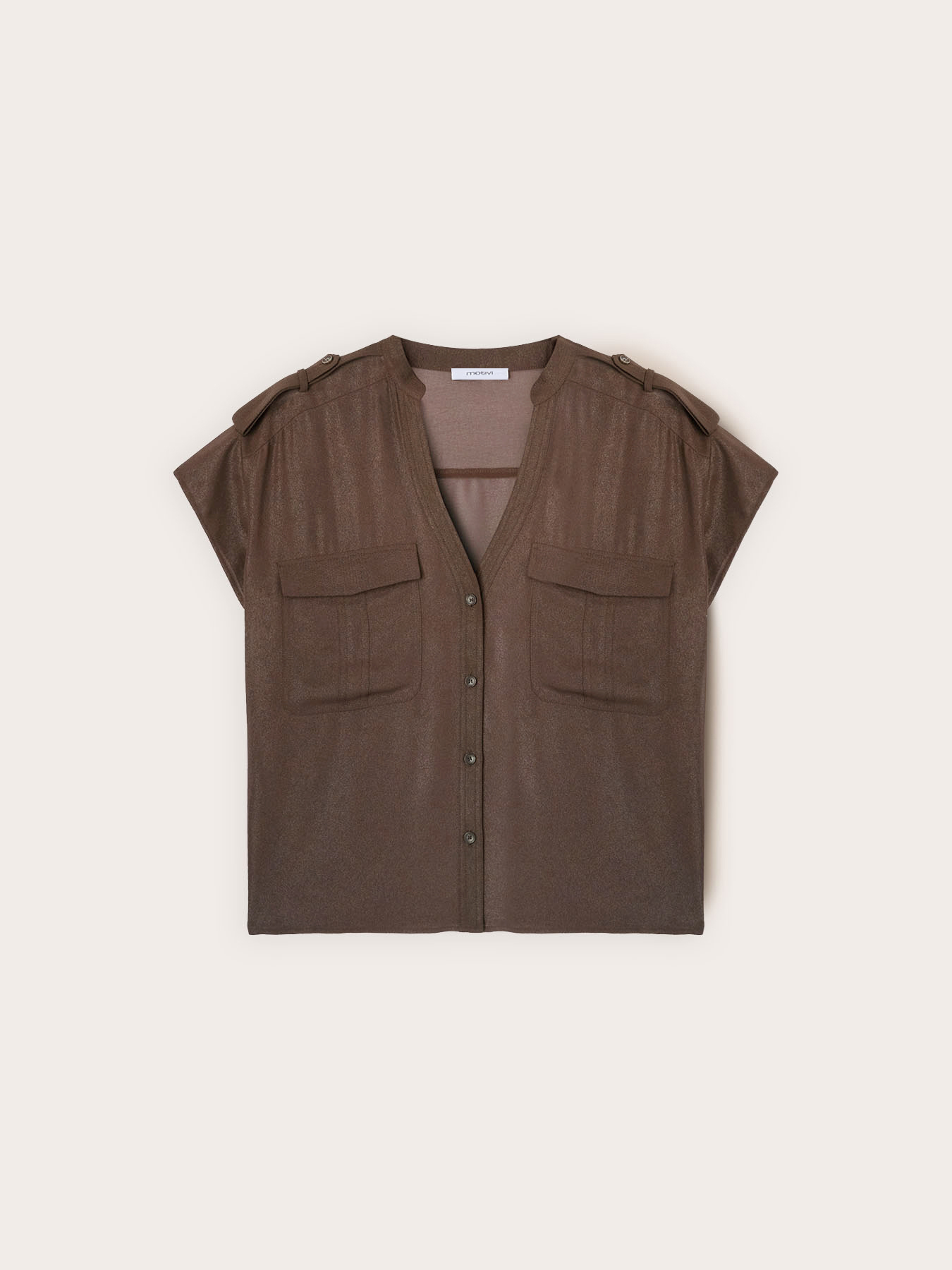 Camicia in georgette laminata con tasche image number 4