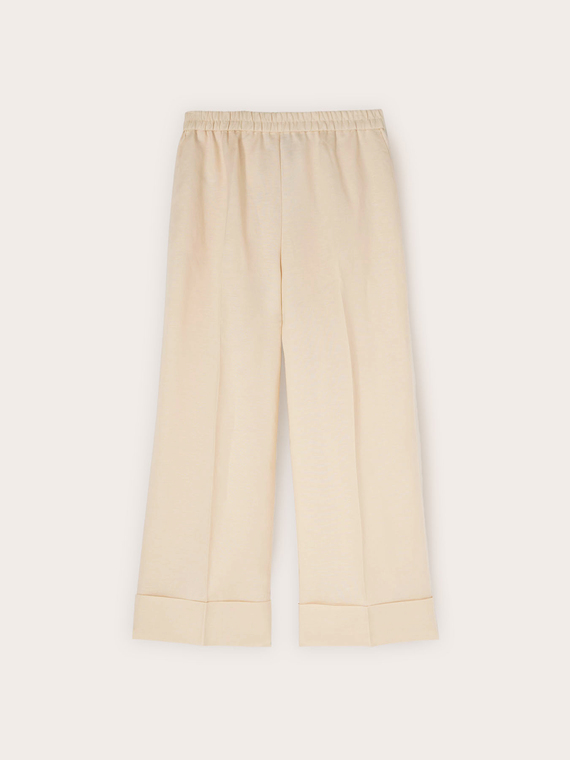 Pantaloni cropped in misto lino