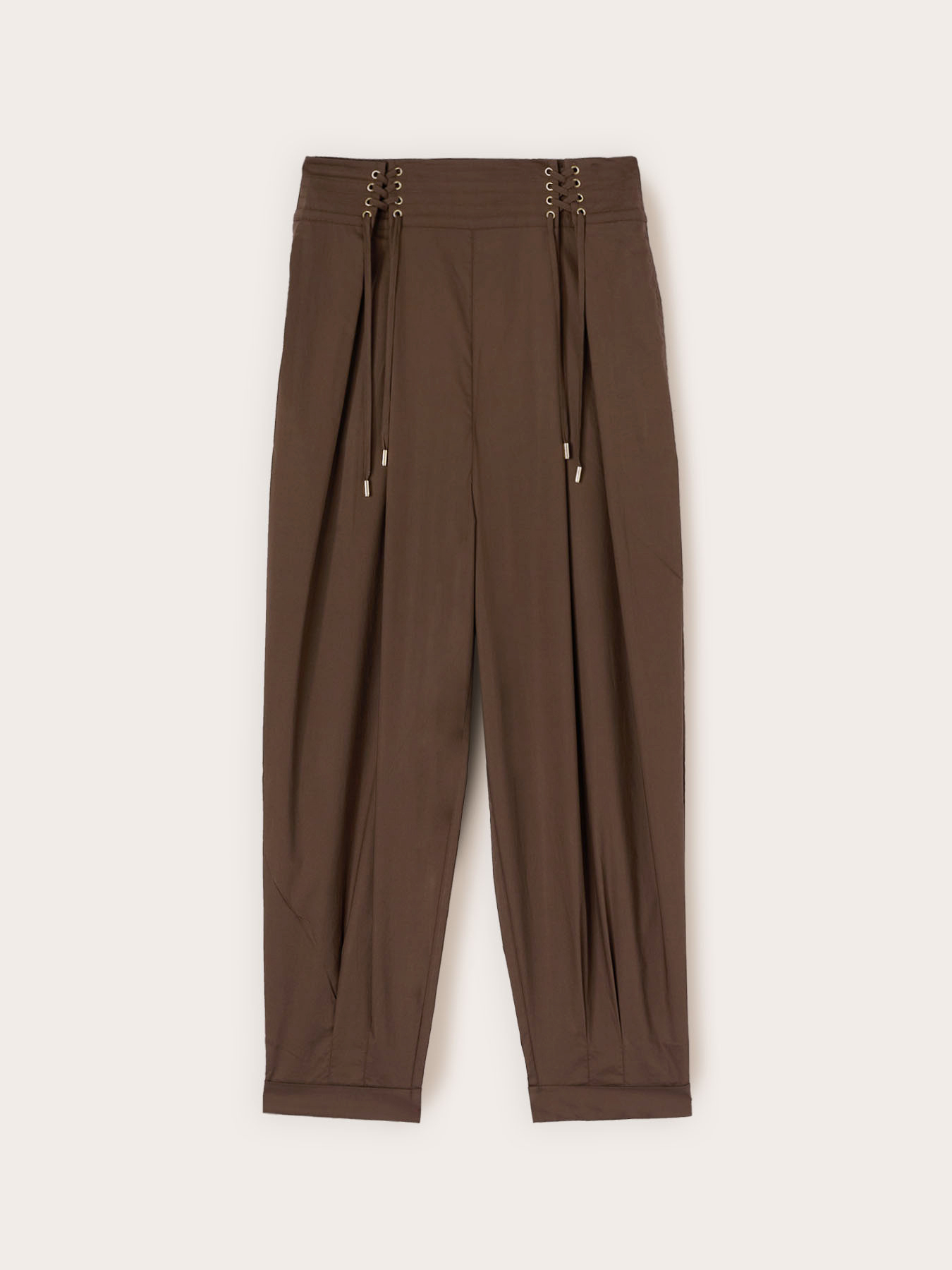 Pantaloni in popeline con lacci in vita image number 4