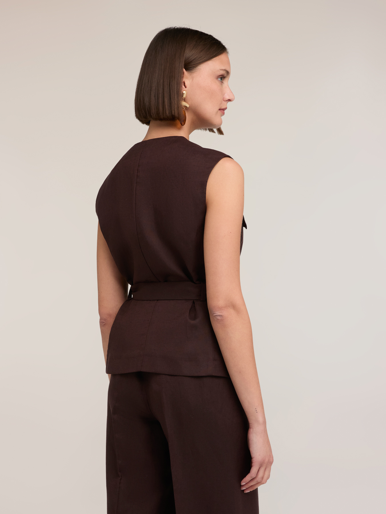 Gilet sahariana misto lino lyocell image number 1