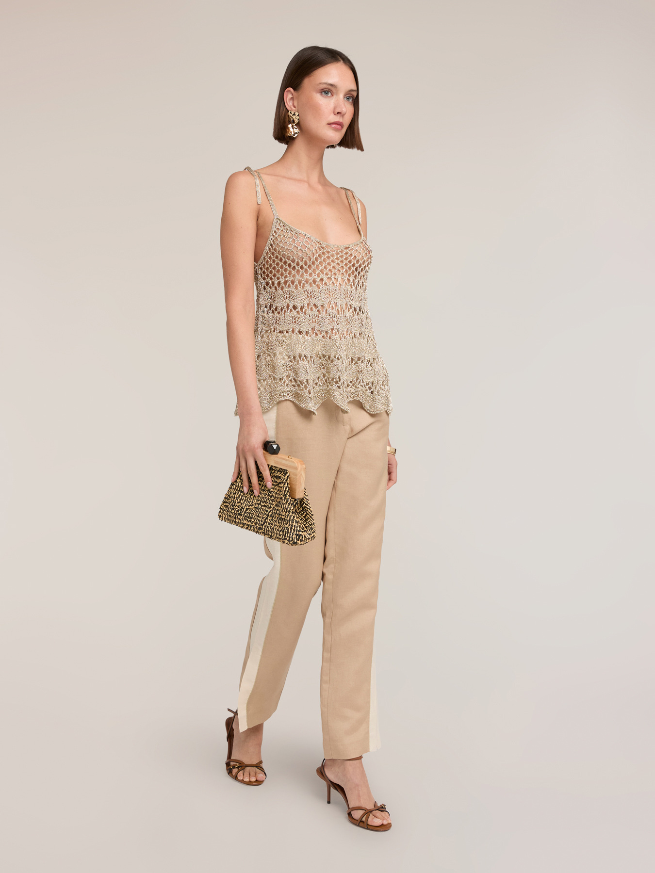 Top in maglia traforata in lurex image number 3