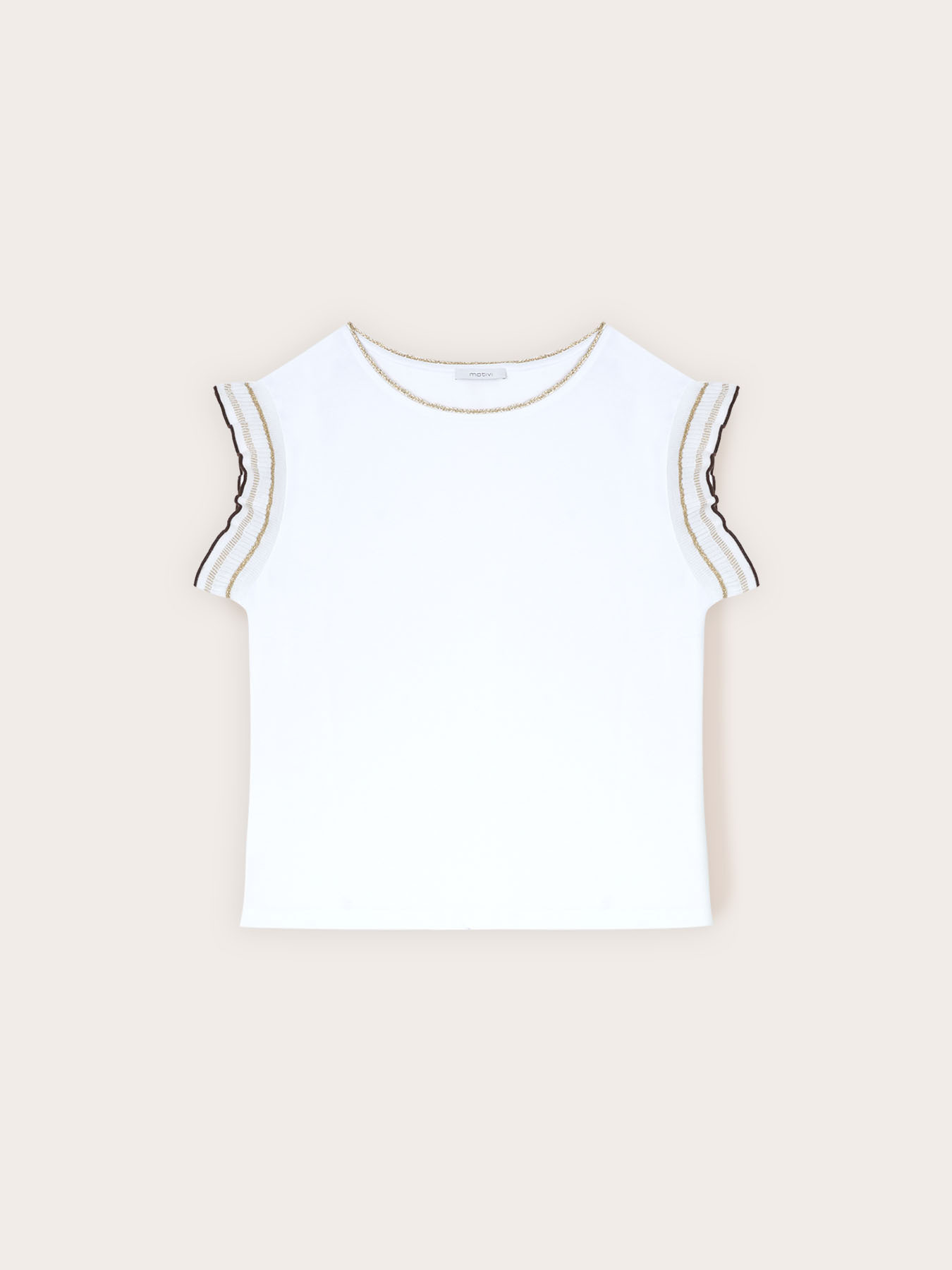 T-shirt con maniche a volant image number 4
