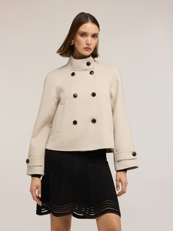 Cappotto caban in double misto lana