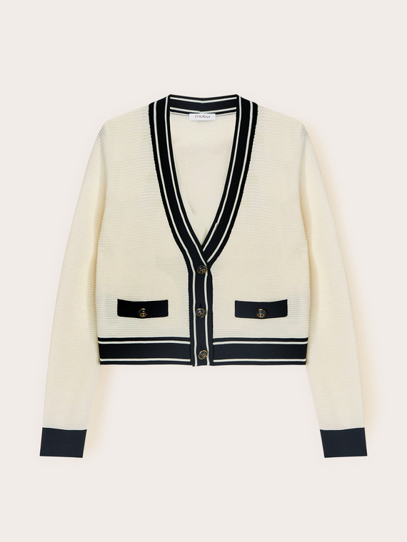 Cardigan in maglia con bordi a contrasto