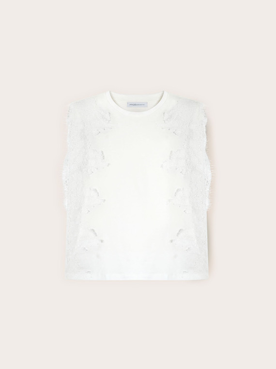 T-shirt con inserti in pizzo