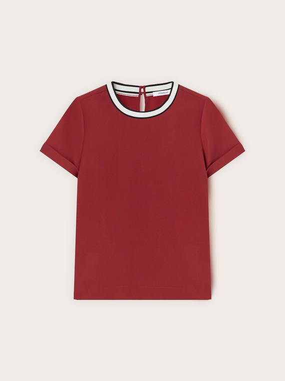 Blusa con bordo in maglia