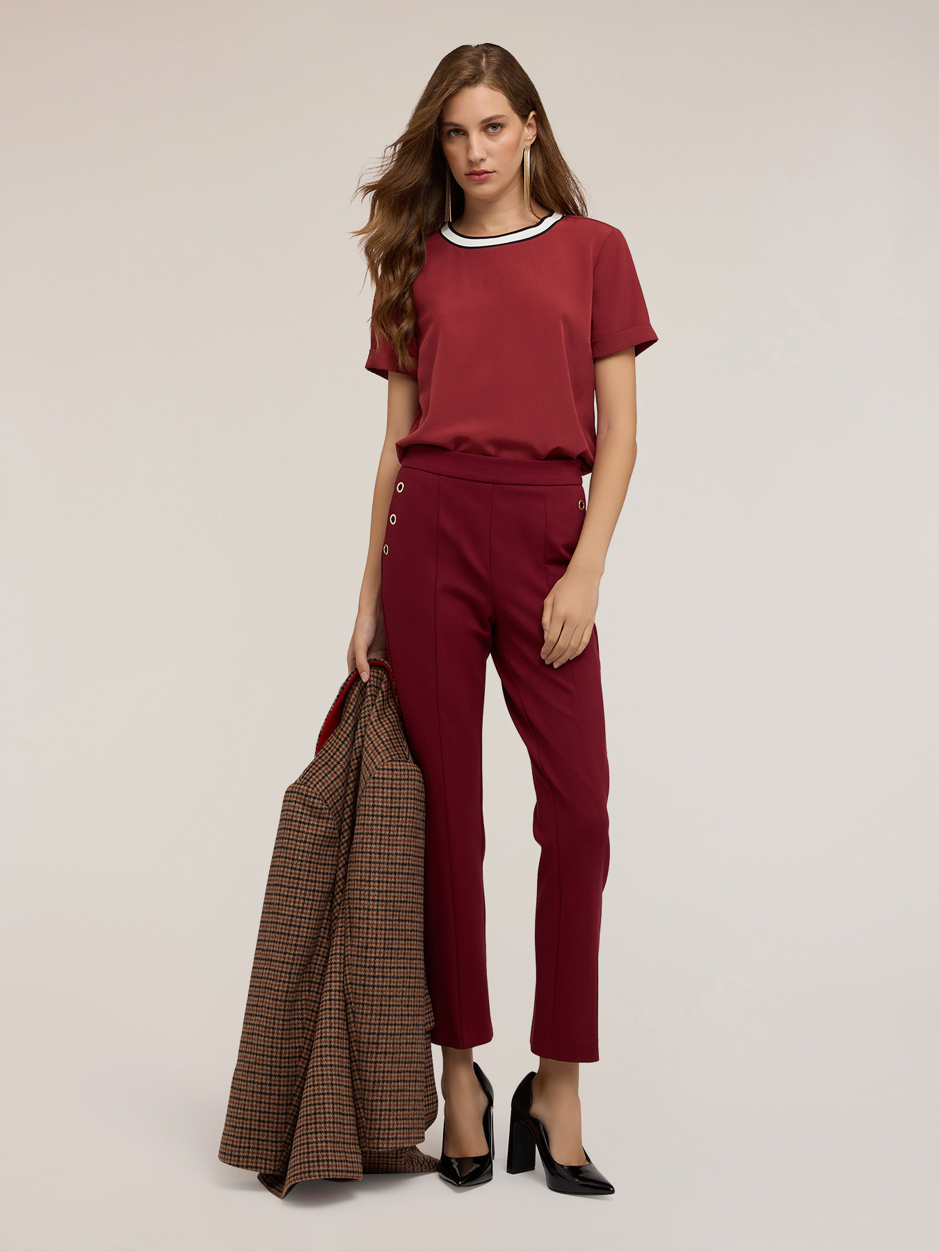 Blusa con bordo in maglia image number 2