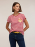 T-shirt a righe con applicazione orsetto image number 0
