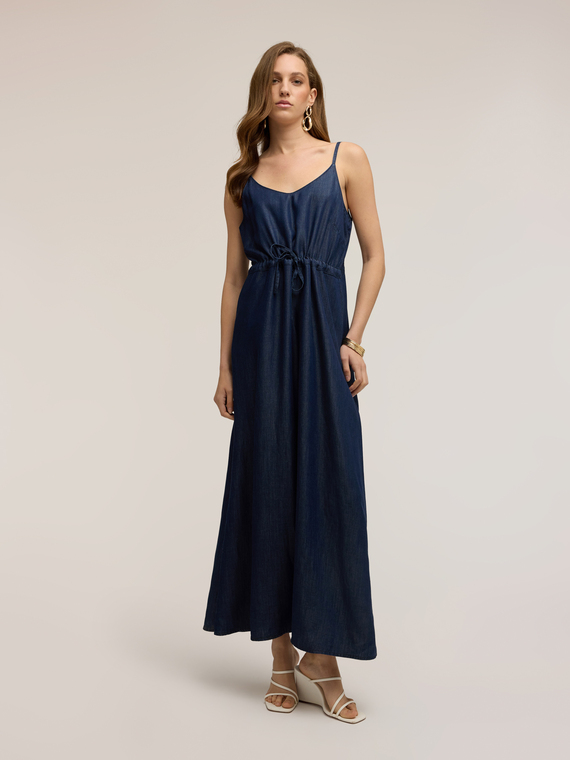 Vestito lungo in denim lyocell
