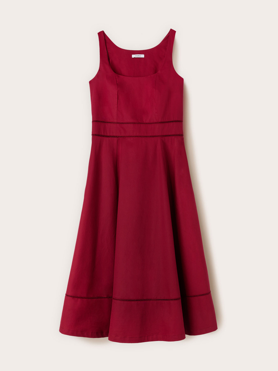 Vestito flare in popeline con ajour&eacute;