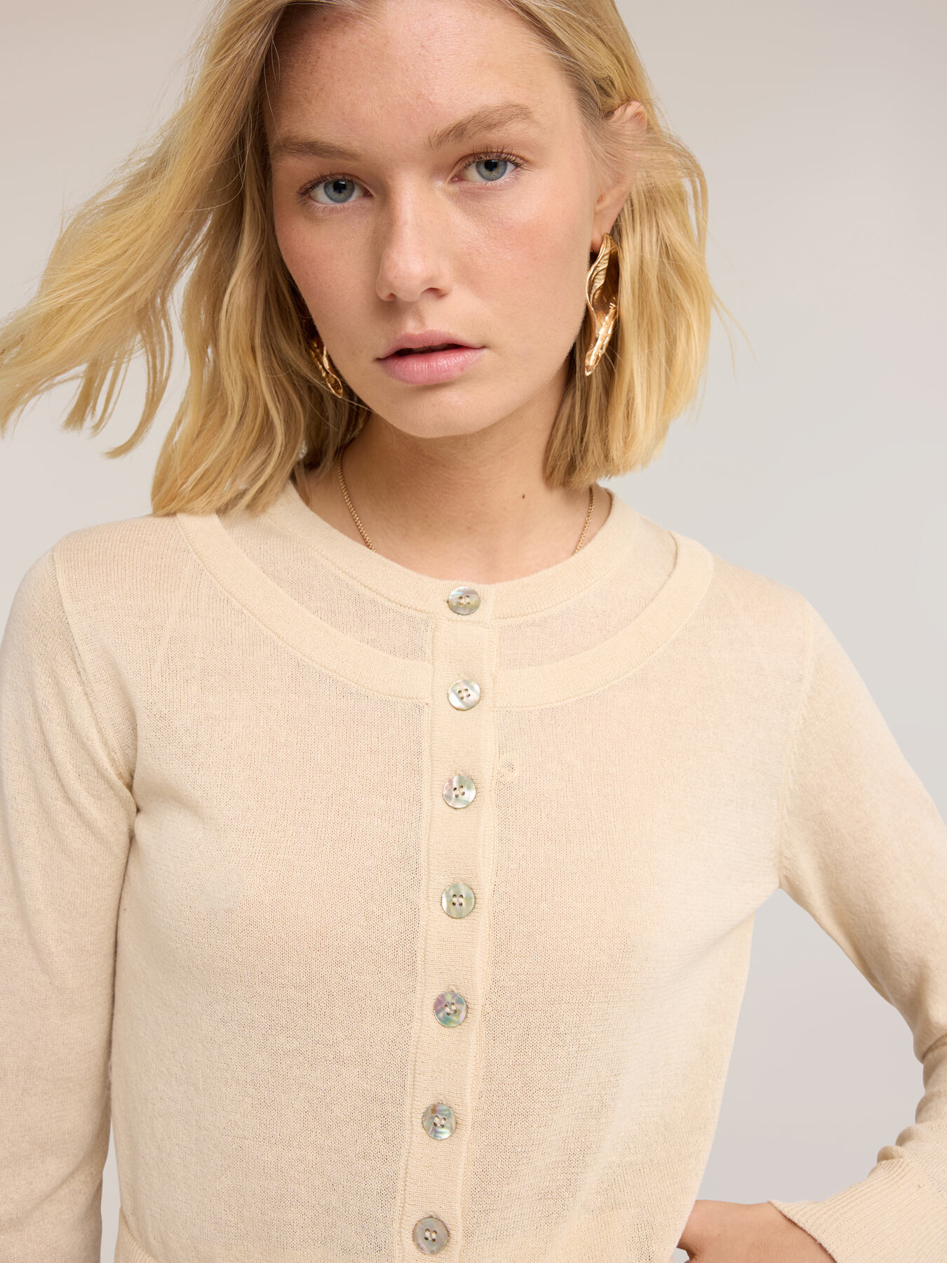 Cardigan in misto lino image number 3