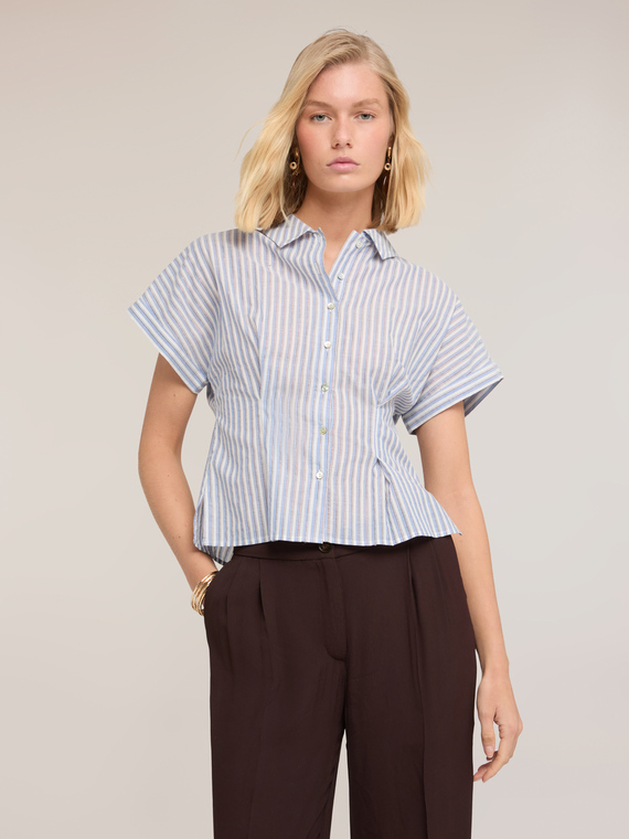 Camicia in mussola a righe lurex