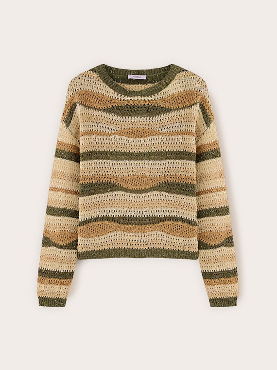 Maglia corta a righe traforata