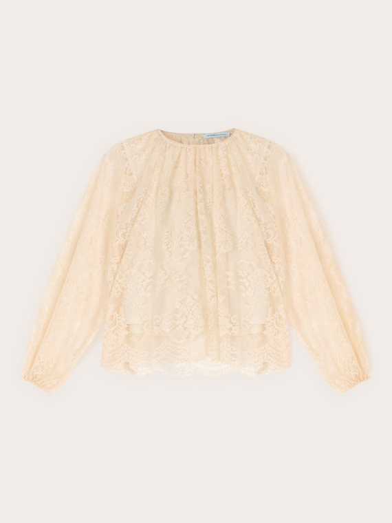 Blusa in pizzo con maniche raglan