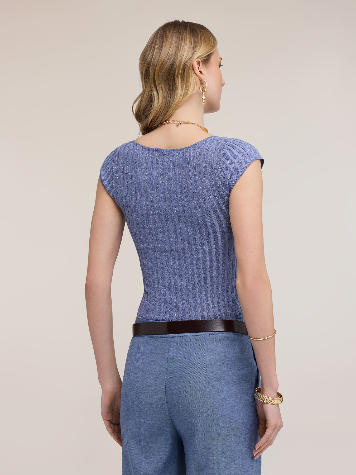Maglia slim in lurex a coste image number 1