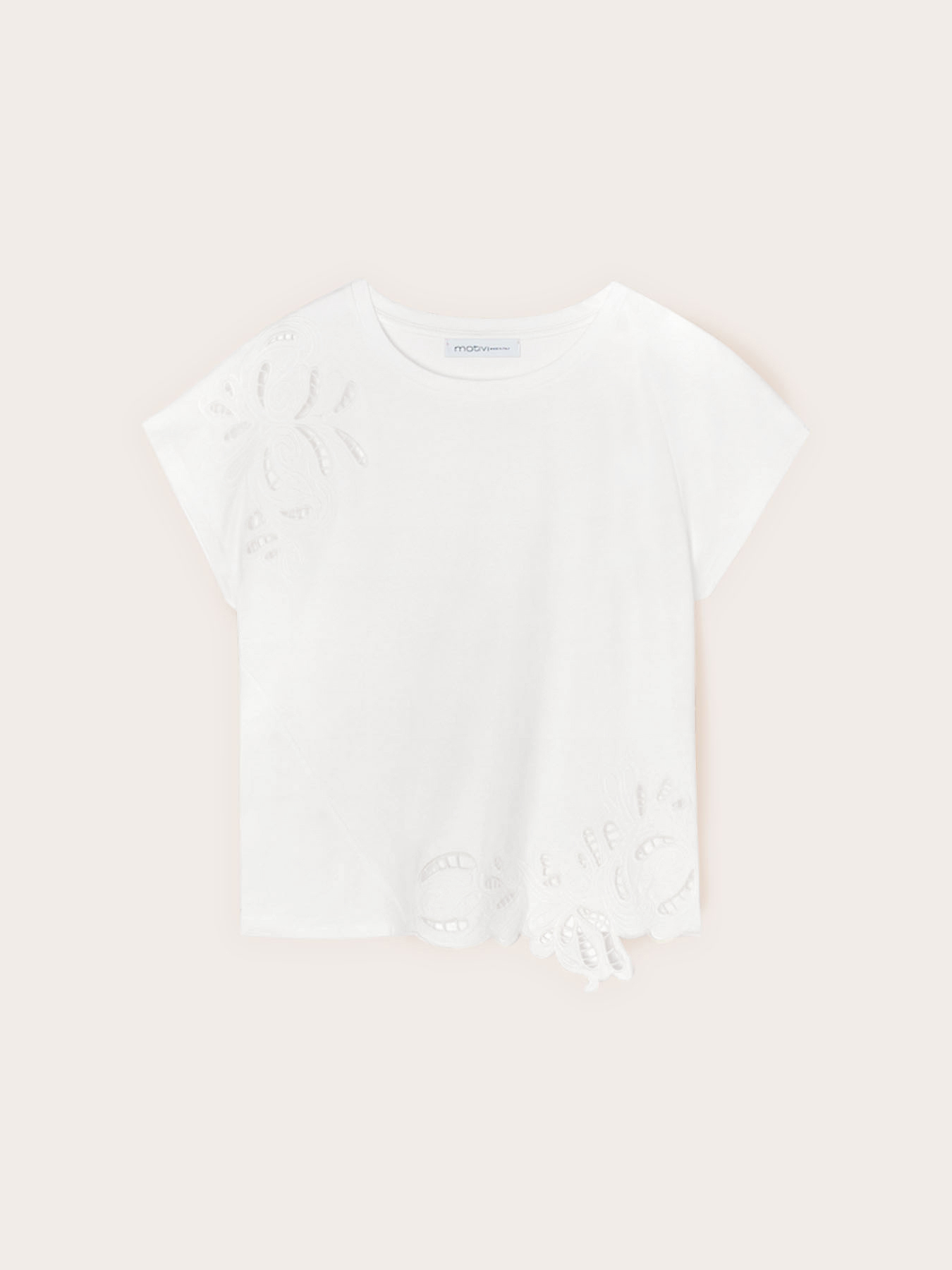 T-shirt in jersey con ricami sangallo image number 4