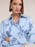 Camicia over a righe con stampa floreale image number 4