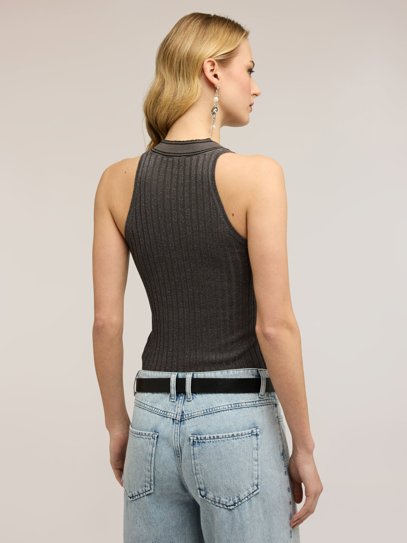 Top in maglia lurex con bottoni image number 1