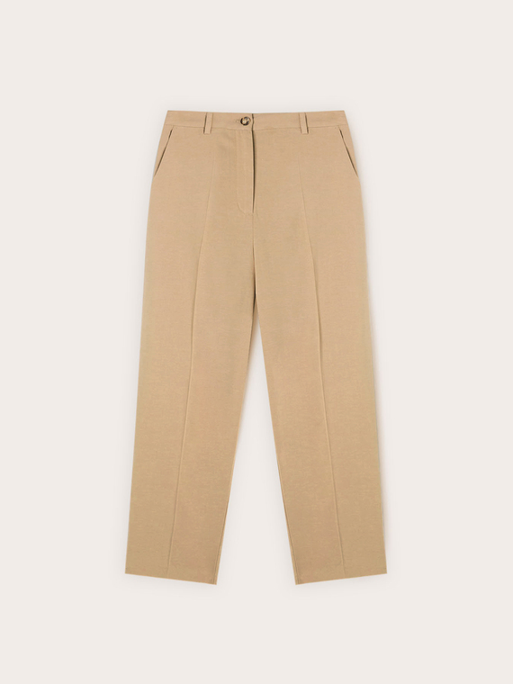 Pantaloni regular in lino misto lyocell