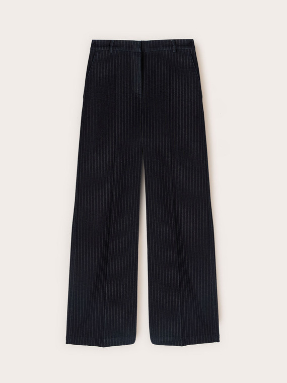 Jeans palazzo gessati in denim