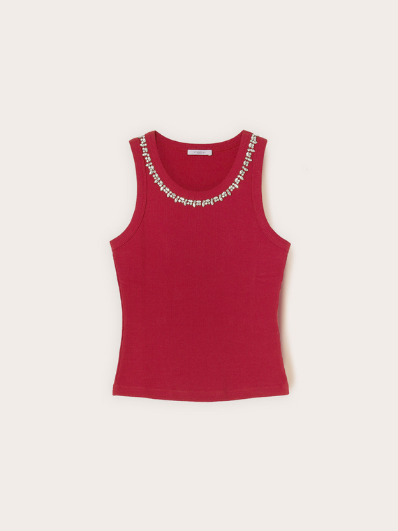 Top con strass sullo scollo