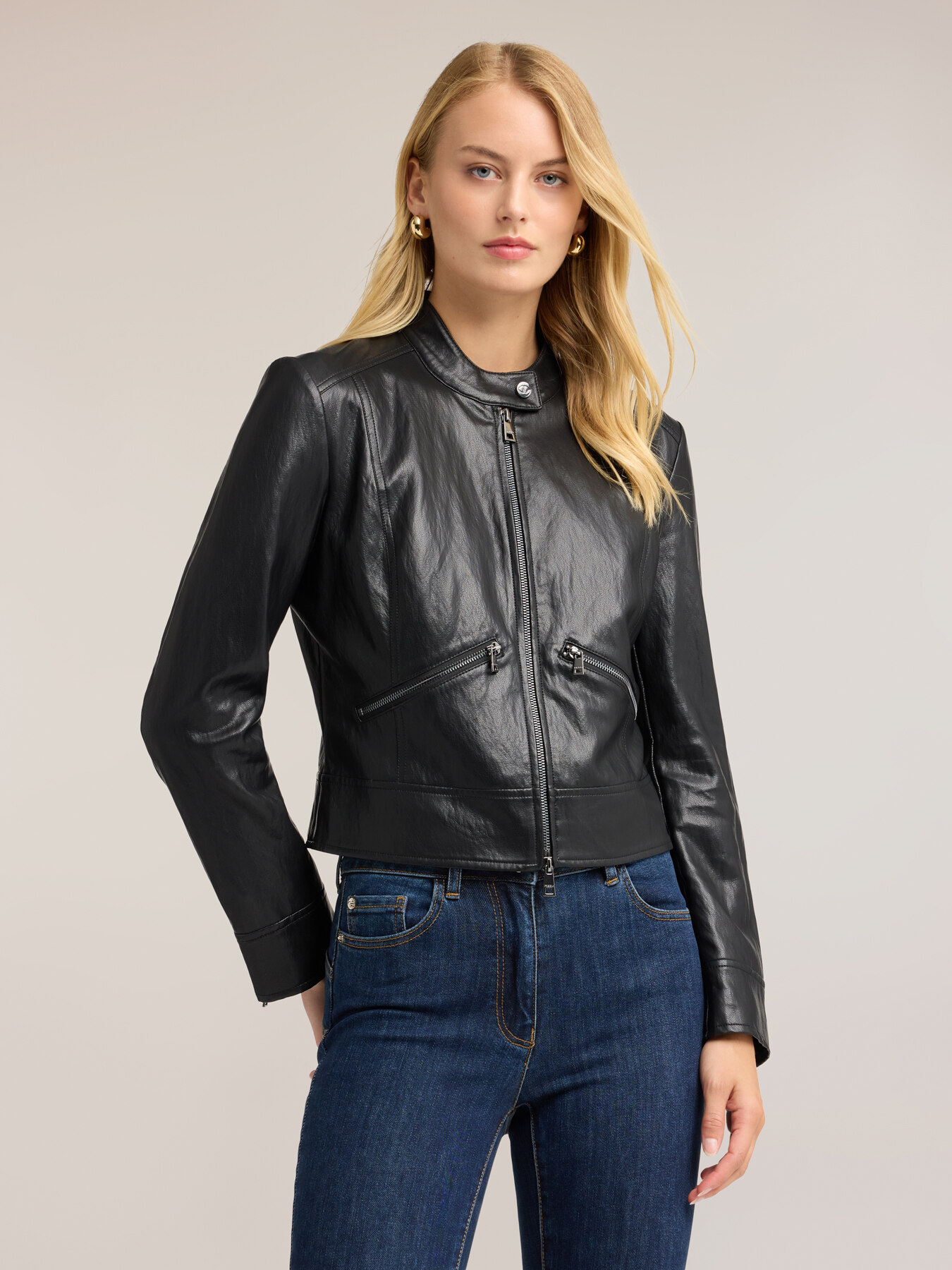 Giacca biker con collo alla coreana image number 0