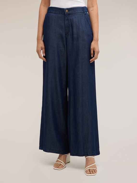 Jeans palazzo in denim lyocell
