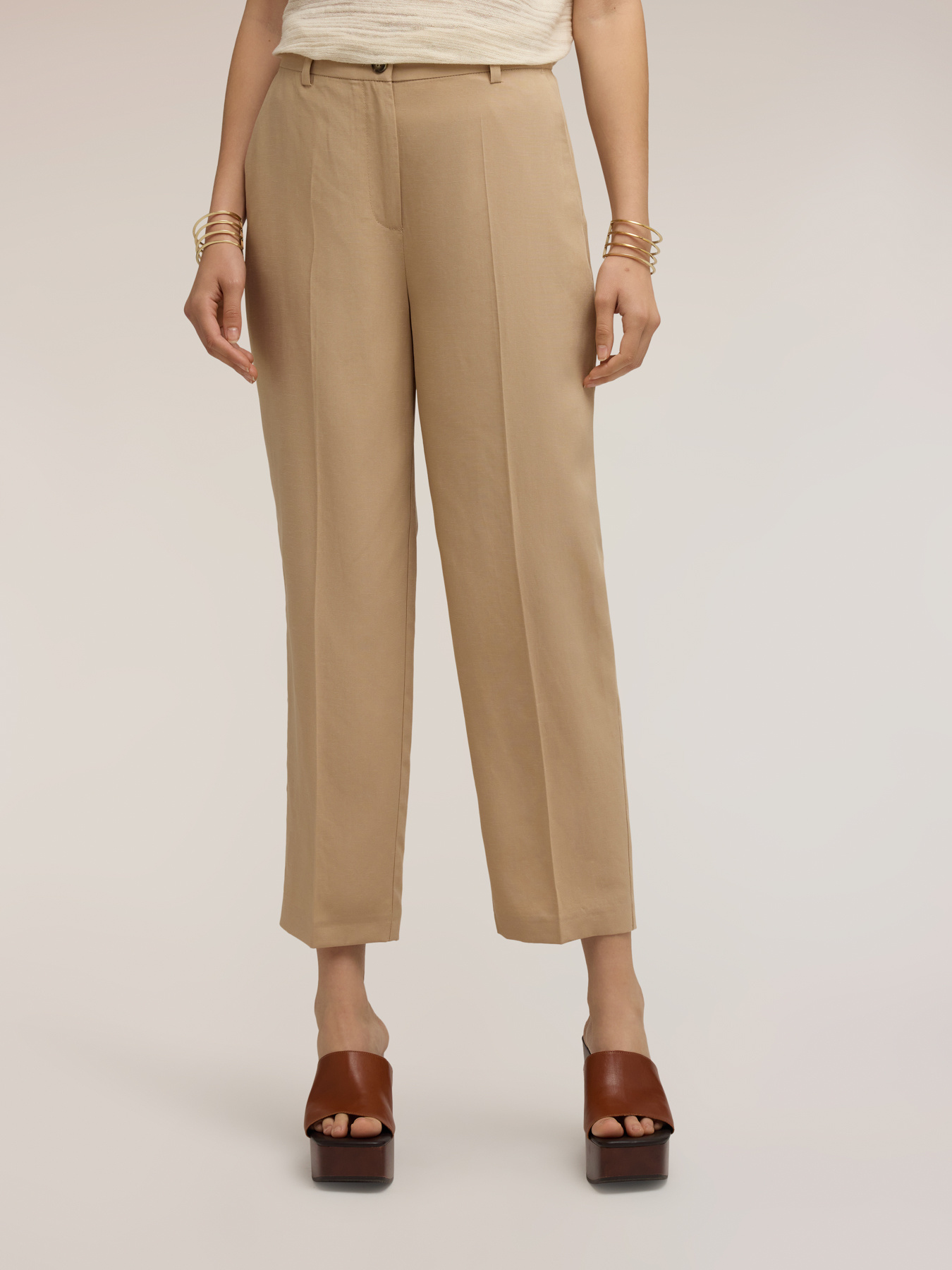 Pantaloni regular in lino misto lyocell image number 2