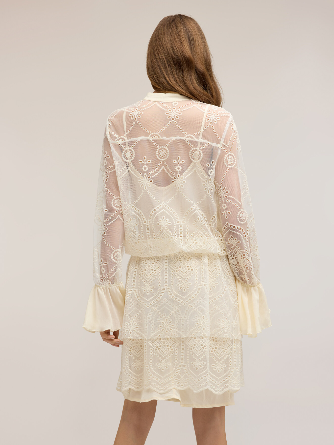 Vestito chemisier in tulle ricamato image number 1
