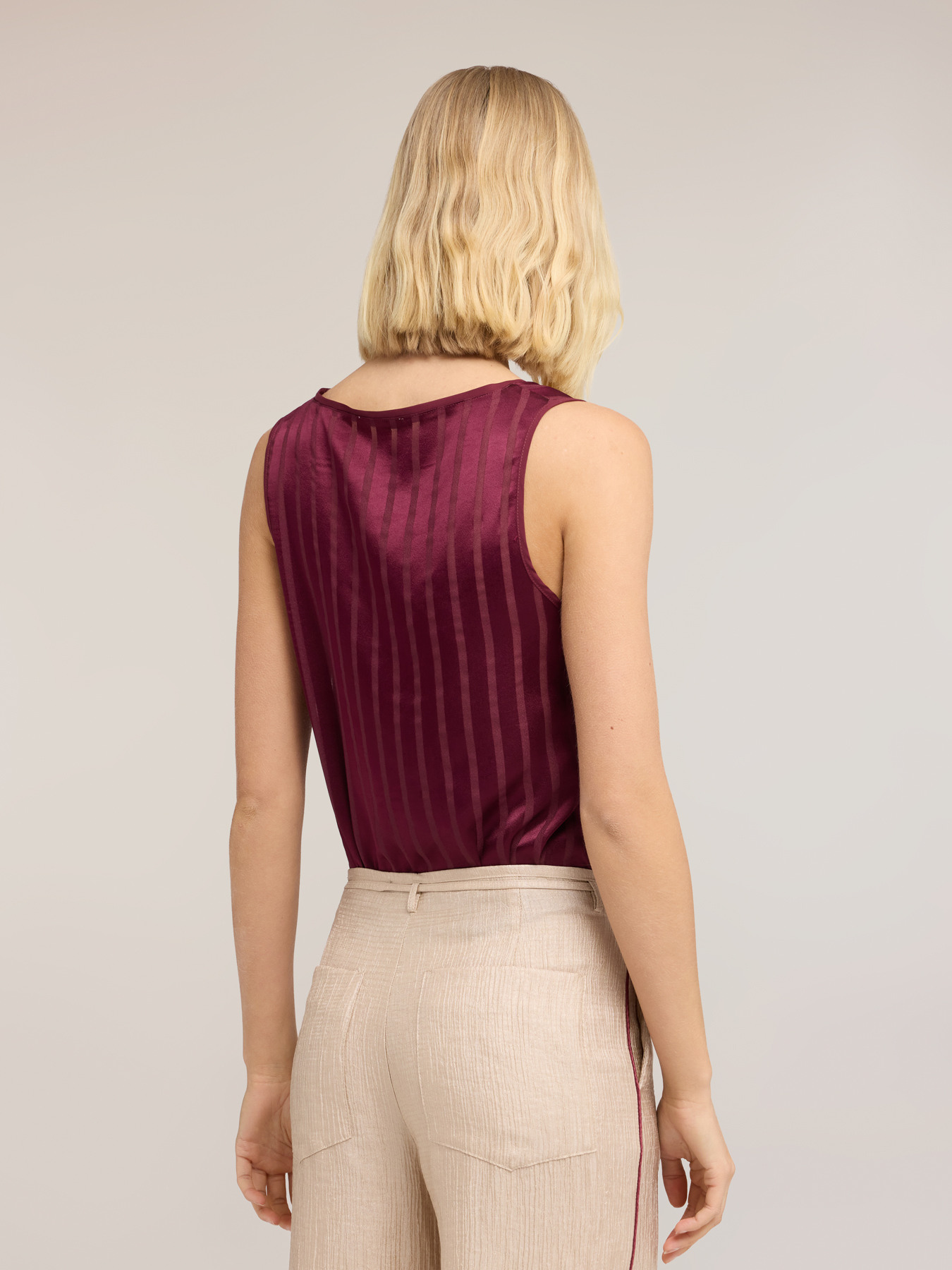 Blusa in raso a righe devor&eacute; image number 1