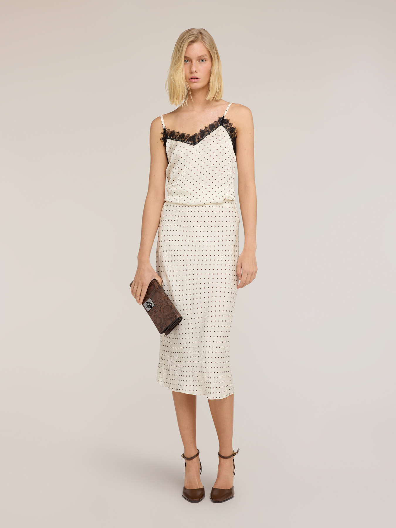 Top sottoveste in raso a pois image number 0