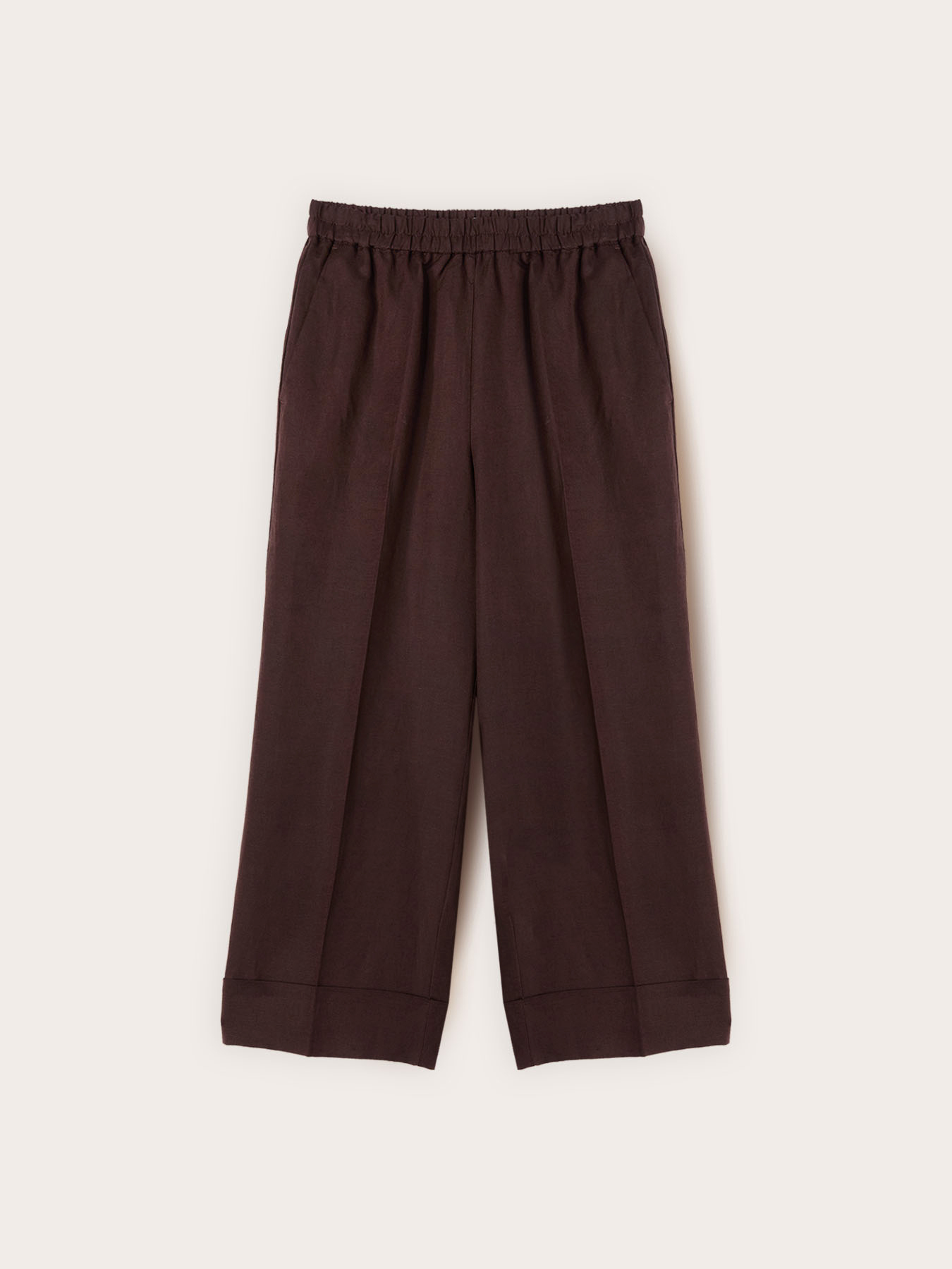 Pantaloni cropped in misto lino image number 4
