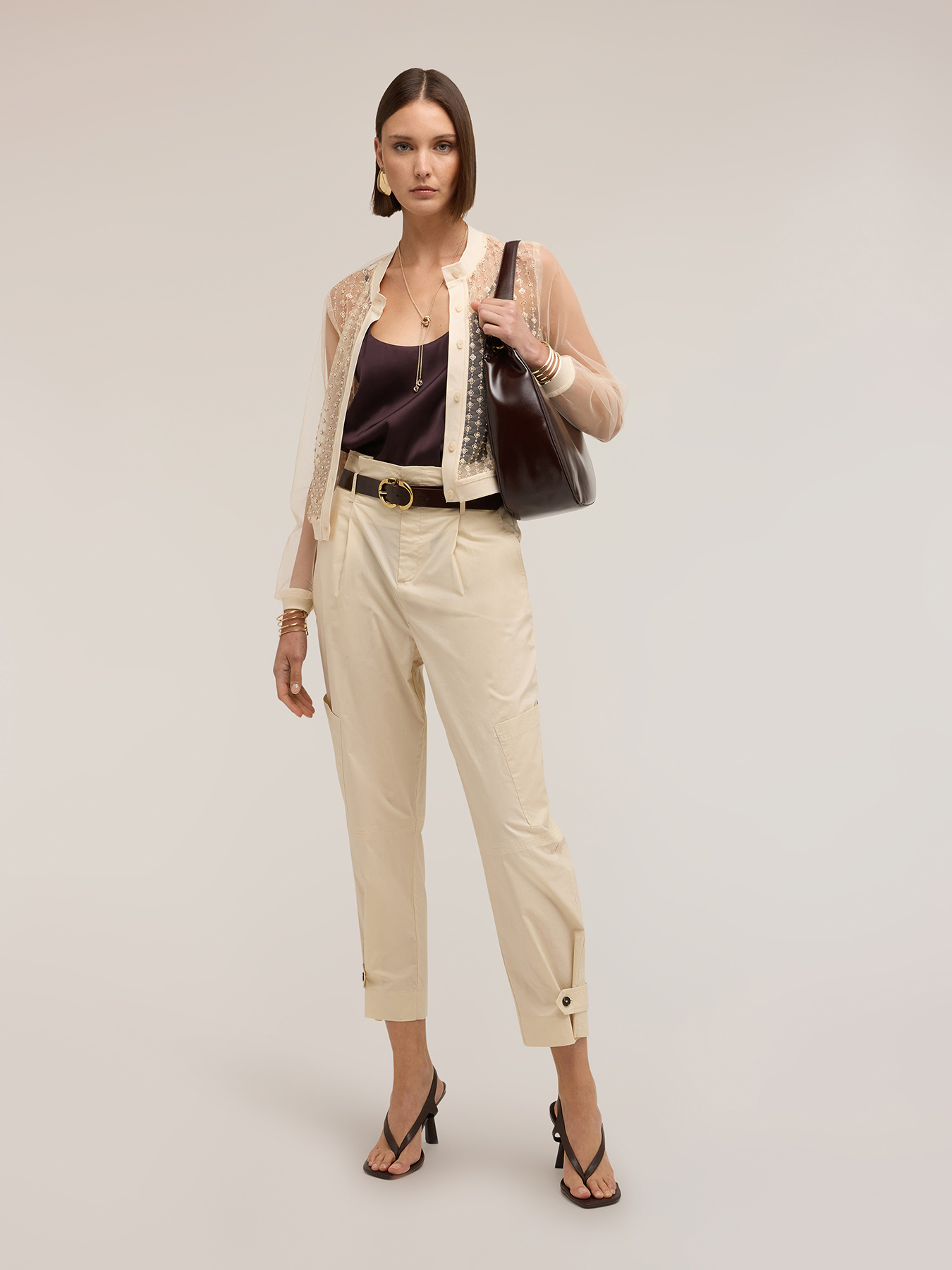 Pantaloni cargo in popeline di cotone image number 3