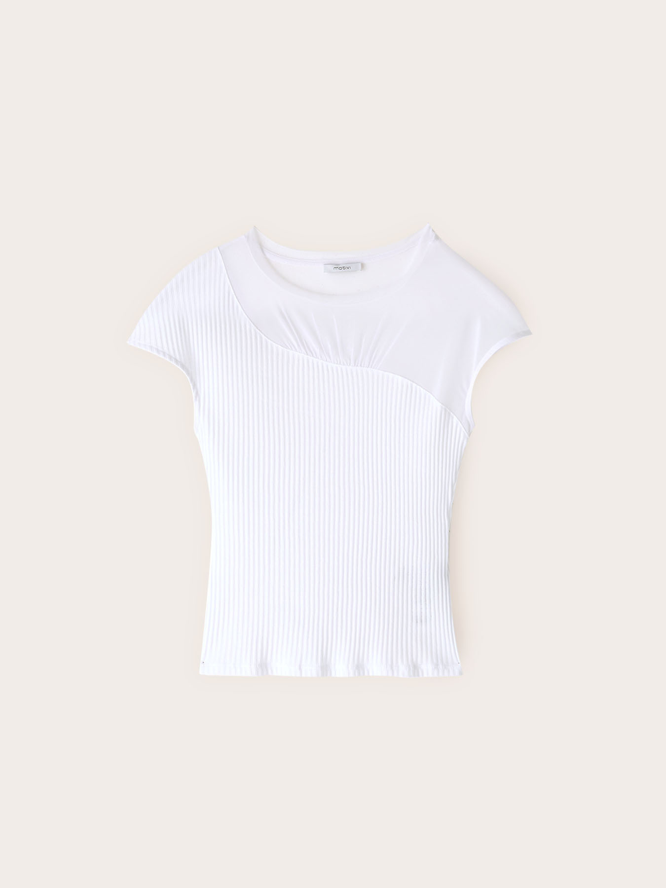 T-shirt bimaterica con inserto drappeggiato image number 4