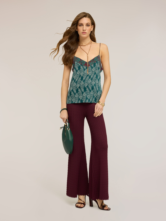 Pantaloni in maglia effetto pizzo