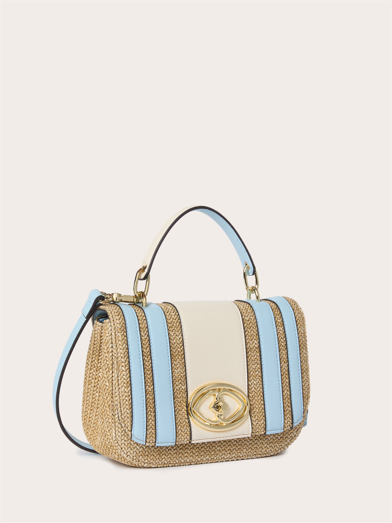 Borsa a tracolla in rafia e righe image number 3