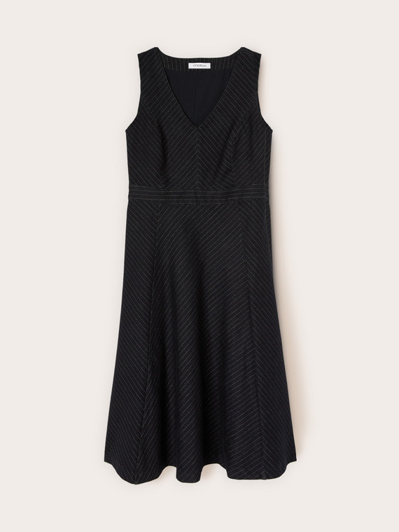 Vestito flare in denim gessato