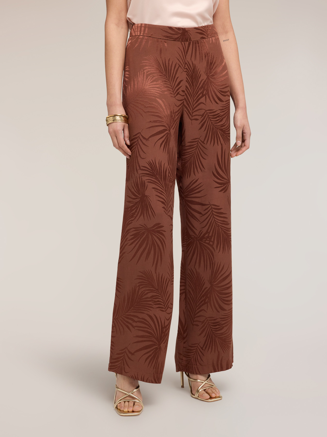 Pantaloni palazzo in raso jacquard image number 1