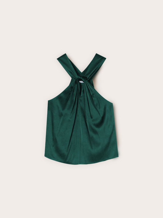 Top in raso con drappeggio