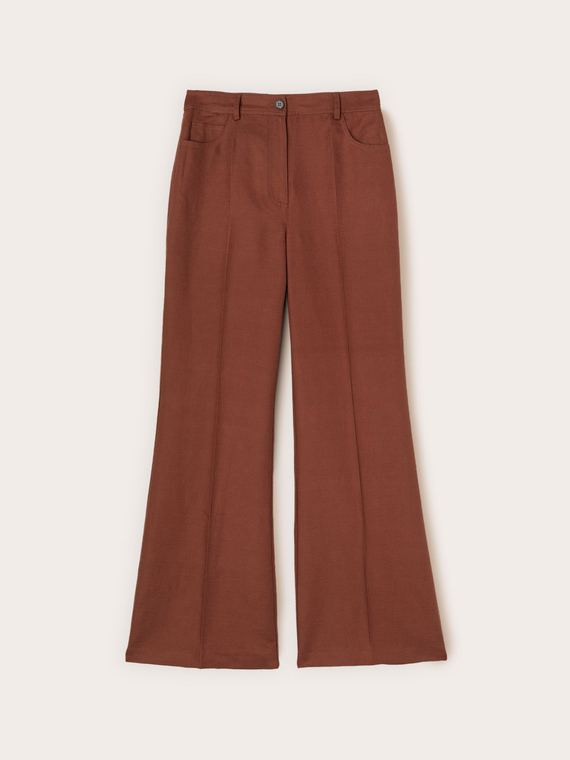 Pantaloni flare in misto lino