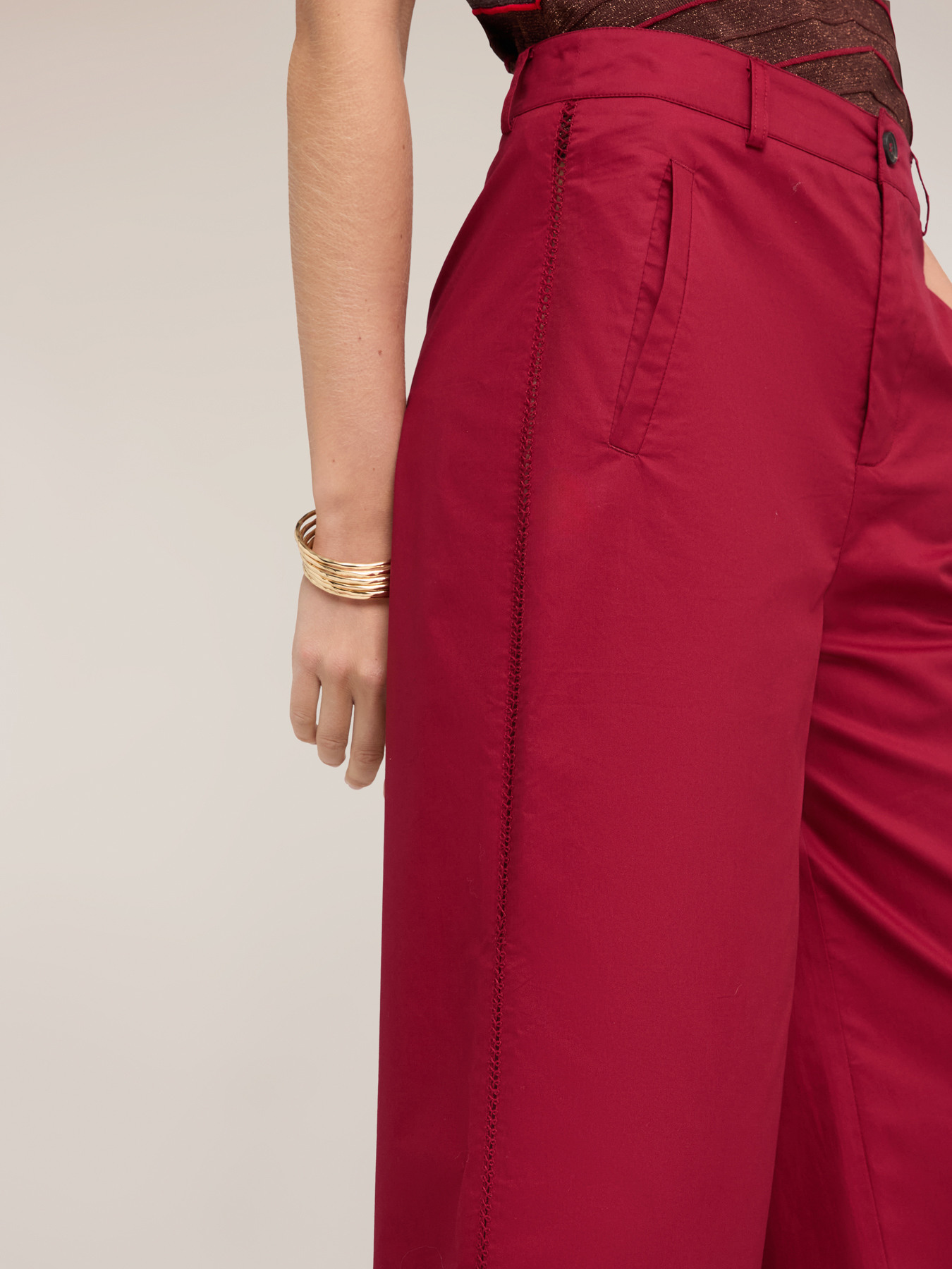 Pantaloni cropped in twill di cotone image number 2
