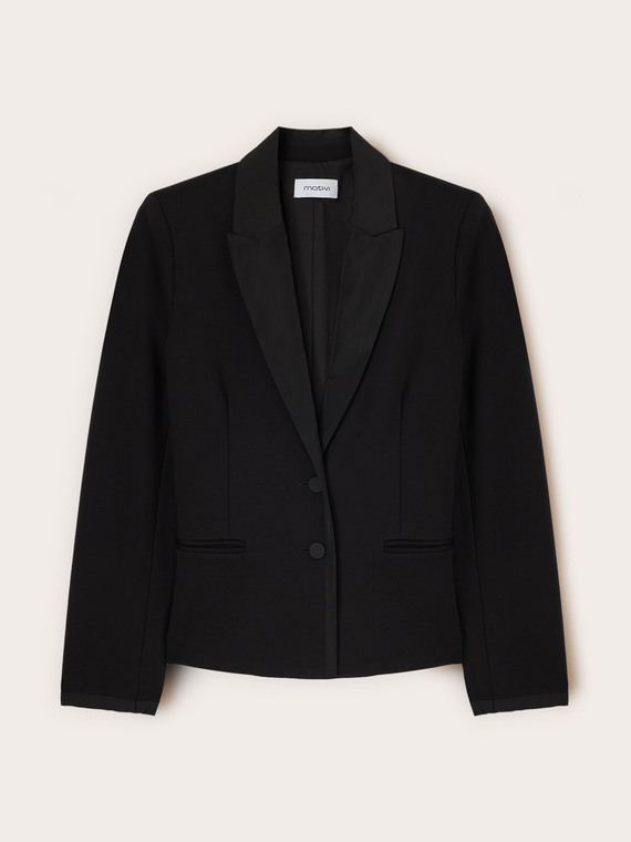 Blazer in punto milano con dettagli in taffet&agrave;